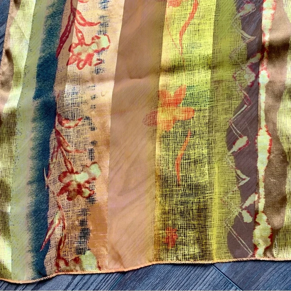 Vibrant Orange and Gold Sheer Scarf
